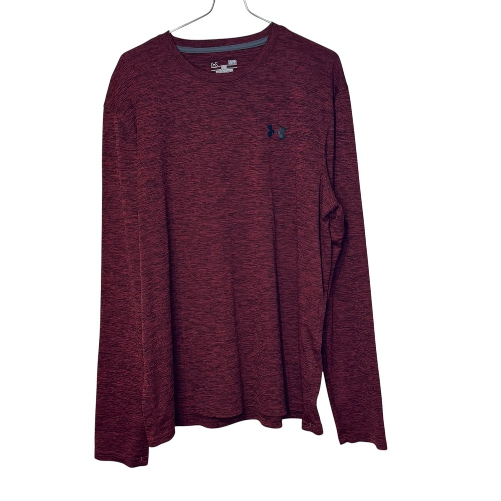 Under Armour Mens Top Loose Heat Gear Long Sleeve Performance Heather Red Large